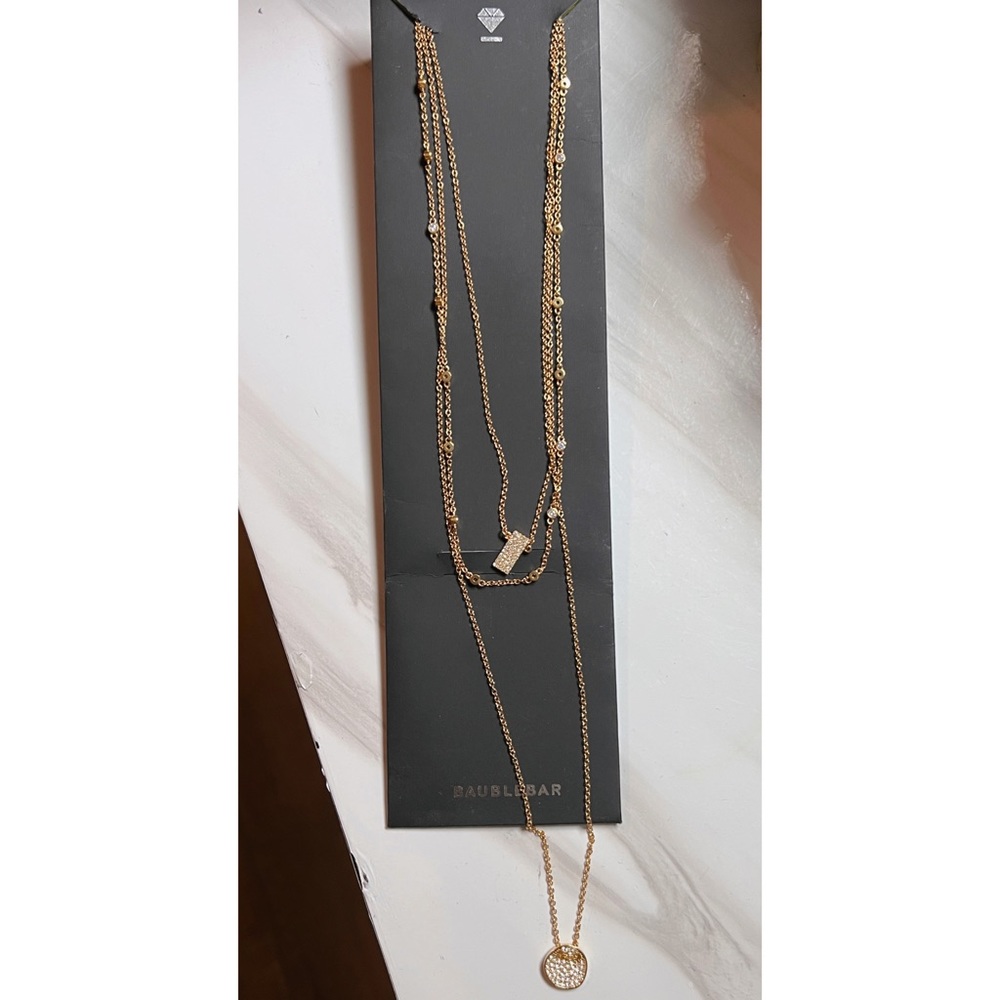 NWT BaubleBar 3 Layered Necklace Gold